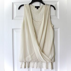 AB Studio Cream Draped Sleeveless Blouse